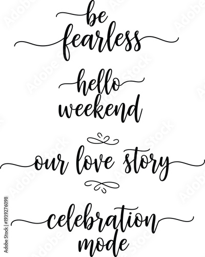 Elegant calligraphy phrases on a white background for various occasions