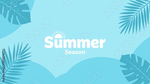 Summer season tropical background with palm leaves and sunny design