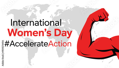 Red Arm Flexing Muscle International Womens Day