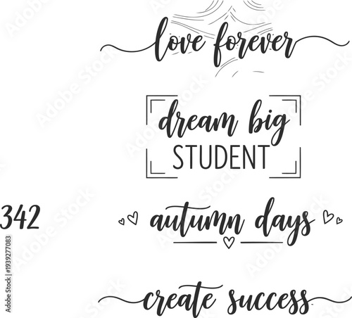 Five inspirational quotes written in elegant calligraphy on a white background