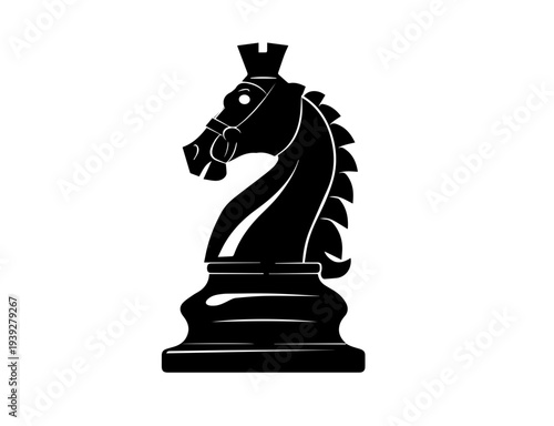 Black Knight Chess Piece Vector Illustration