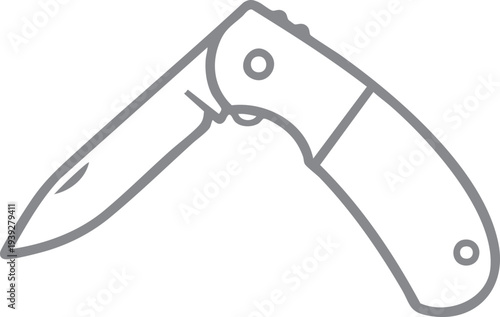 Folding Pocket Knife Outline Illustration