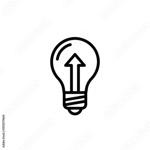 Light Bulb Icon with Upward Arrow - Symbolizing Innovation, Ideas, and Growth