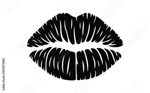 Black lipstick mark with striped pattern white