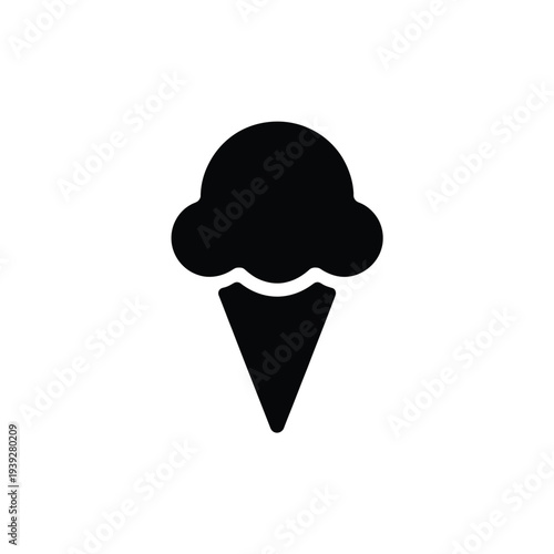 Black silhouette of an ice cream cone with two scoops