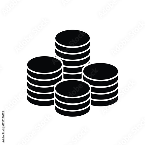 Four stacks of black and white coins money