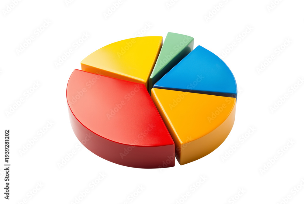 Fototapeta premium Colorful Pie Chart with Five Segments on Transparent Background