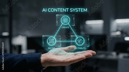 AI content creation process with create refine distribute steps