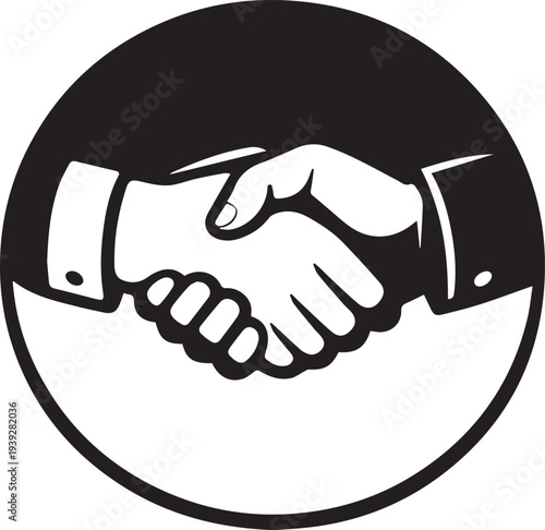 Business Handshake Agreement in Circle Vector Icon