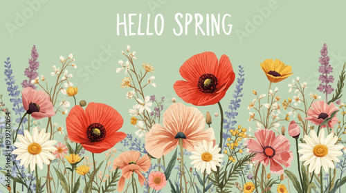 This illustration features a vibrant field of hand-drawn poppies, daisies, and lavender under the text 