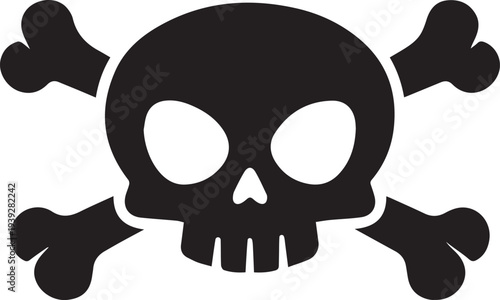 Classic Skull and Crossbones Silhouette Vector Icon