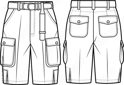 Technical fashion flat sketch of a women's sweetheart neckline top featuring elasticated puff sleeves and a flared peplum hem for tech packs