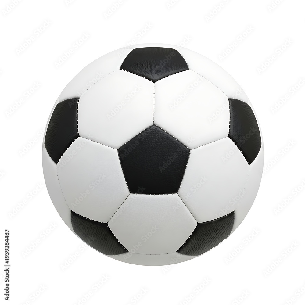 Fototapeta premium Classic black and white soccer ball on a plain background