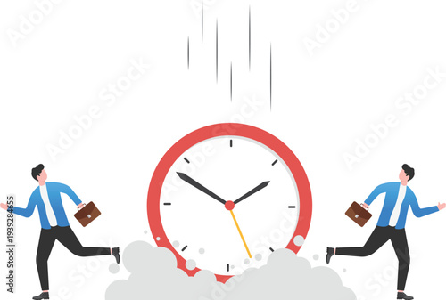 Professionals Escaping Falling Clock Deadline