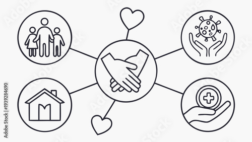 Business Partnership Handshake Network Line Icon Vector Illustration
