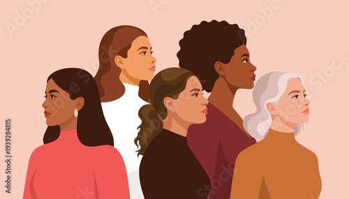 Diverse Women Standing Together in Solidarity