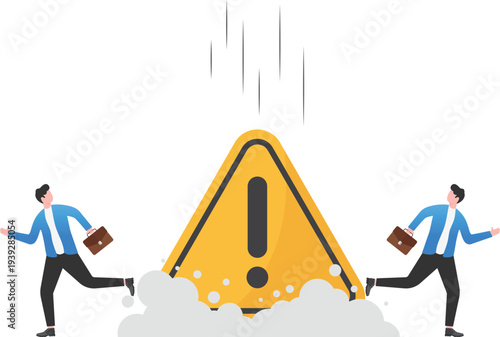 Professionals Escaping Falling Warning Alert