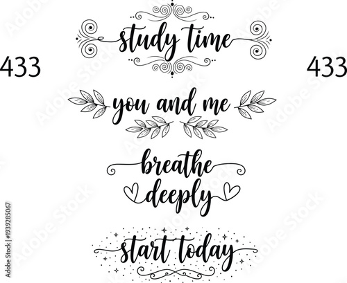 Inspirational quote poster with floral designs and numerical patterns for motivation and focus.