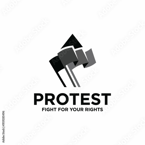 A powerful logo design representing a protest movement, featuring raised fists symbolizing unity and strength in fighting for human rights and social justice.