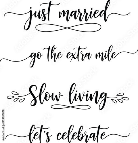 Elegant calligraphy phrases on a white background for various occasions