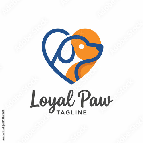 A heartwarming logo symbolizing loyalty featuring a dog silhouette. Ideal for pet-related businesses wanting to convey love and companionship to their customers.