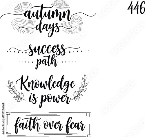 A collection of inspiring quotes and phrases in elegant typography for autumn days