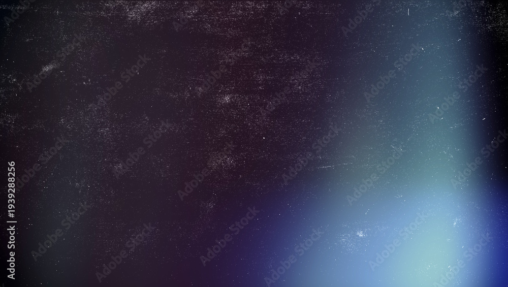 Fototapeta premium Abstract light leak texture with vibrant blue bokeh on dark gradient background, Retro film overlay, old film texture, Retro grain background