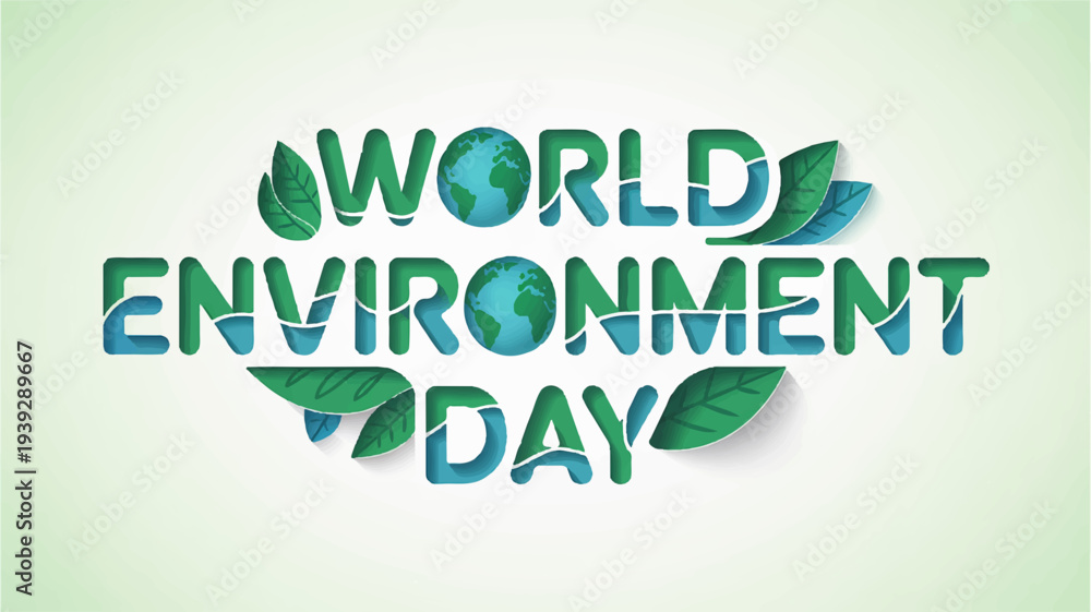 Fototapeta premium World environment day vector illustration with green leaves and eco friendly theme on white background