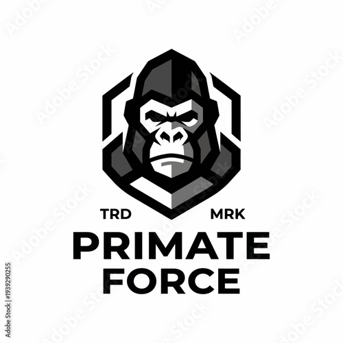 A bold logo featuring a strong gorilla in a stylized design, representing power, strength, and ferocity, capturing attention through its fierce expression and contemporary look.
