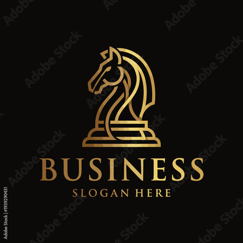 A golden chess knight logo captures the essence of strategy and intelligence, representing business acumen and tactical planning necessary for success in today’s competitive landscape.