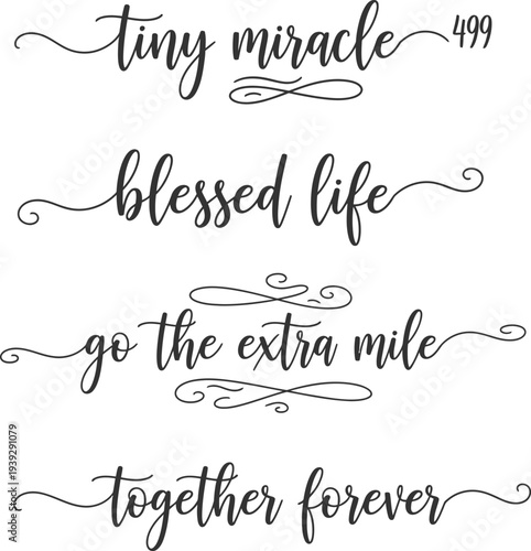 Elegant calligraphy phrases showcasing positive affirmations and meaningful expressions