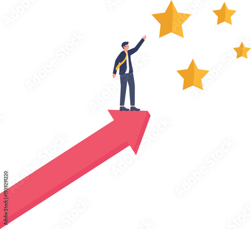 Professional Reaching for Star Career Success