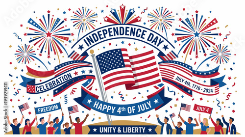 American Flag on Independence Day Celebration.