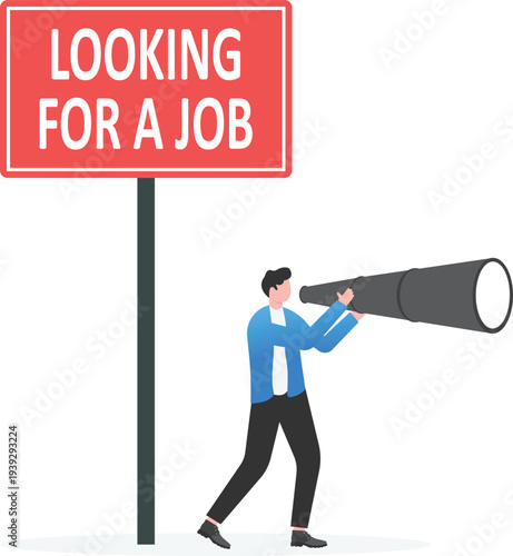 Job Seeker Looking Through Telescope