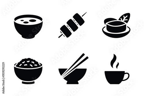 Black and white food and drink set bowl