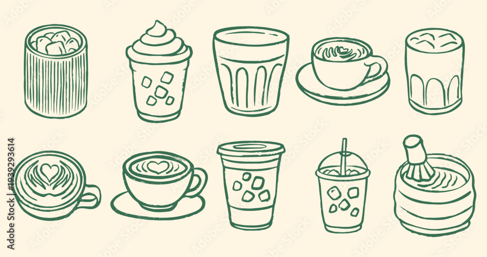 Fototapeta premium hand drawn coffee and drink icons