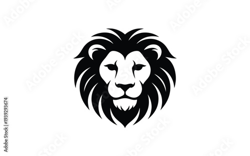 Black and white of a lion's head with a mane