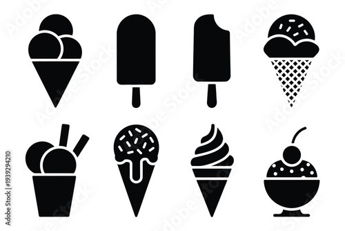 Black and white of various ice cream treats popsicle 1