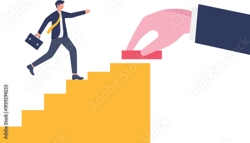 Giant Hand Building Career Stairs for Professional