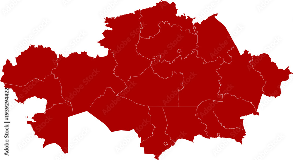 Fototapeta premium Kazakhstan Map Red Single Color Vector