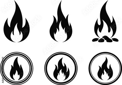 Black Fire Flame Silhouette Icons