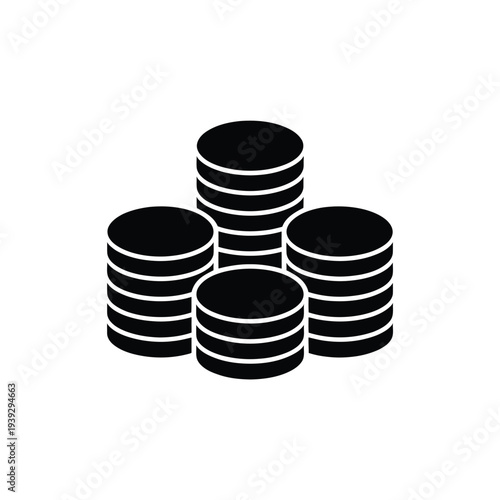 Black and white stacked coins in a pyramid shape