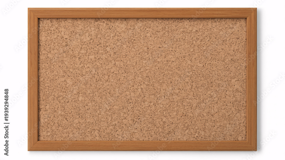 Fototapeta premium Cork bulletin board with wooden frame on white background