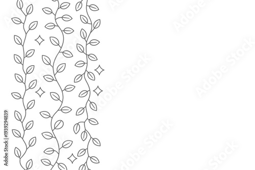 Black and white vine pattern with diamond shapes leaves