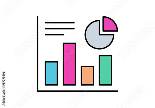 Gráfico de barras y gráfico circular de colores para análisis de datos y estadísticas de negocios