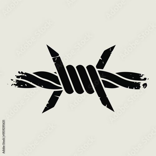 Grunge Barbed Wire Silhouette – Distressed Black Vector Illustration