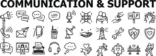 Communication & Support Icon Set | 30 Vector Symbols Bundle.