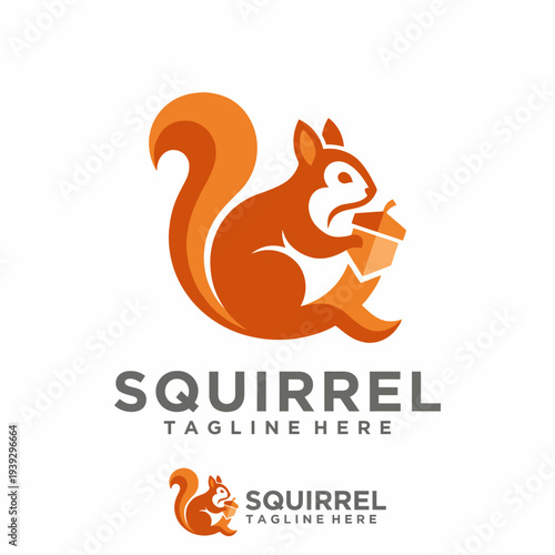 A delightful squirrel holding a food container in its paws adds a sense of energy and playfulness, making it perfect for brands related to nature, snacks, or fun themes.