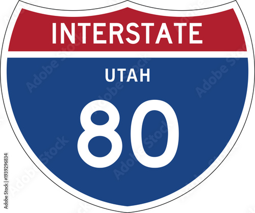 Interstate 80 (UT) I-80 US Interstate Highway Route Shield Badge Vector