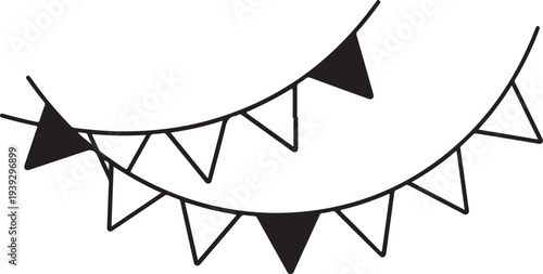 Set of black and white triangular bunting flags vector